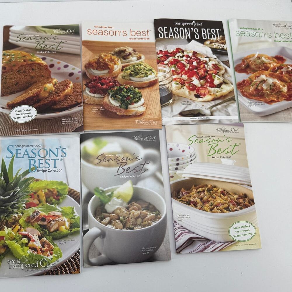 Pampered Chef Season’s Best Recipe Collection Cookbook Lot 7 2007-2009 2011 2016